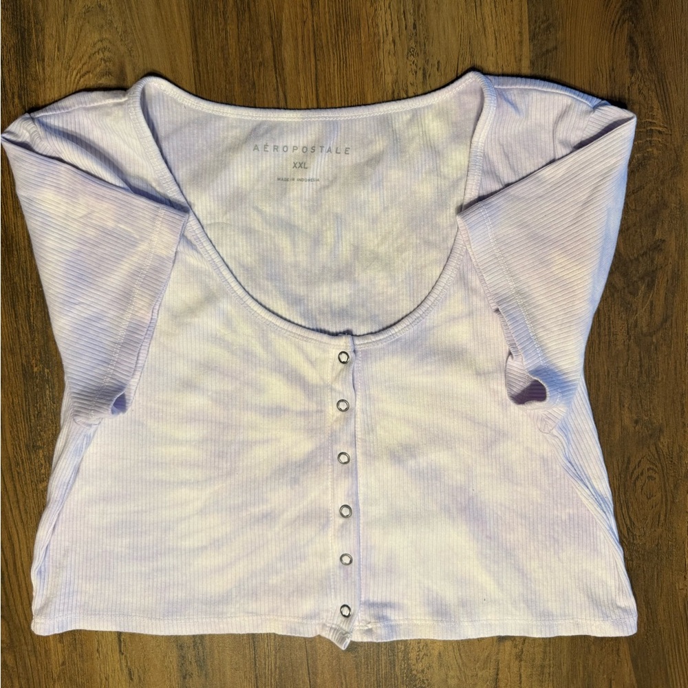 Aeropostale Women's Light Purple Tie-Dye Crop Top